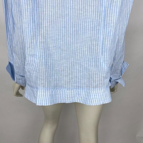 Two Wishes Linen Striped Jacket Women L Long Sleeve Lightweight Blazer NWT $115 - Picture 9 of 13